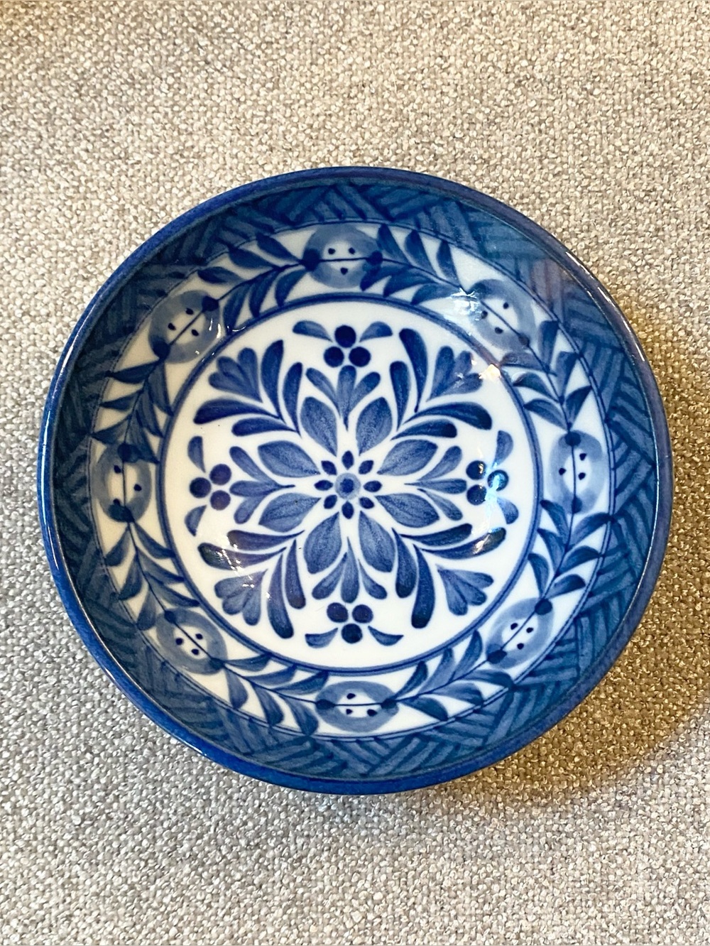 Vtg World Market Kyoho Japanese Blue White Small Porcelain Bowl Trinket Dish 4”